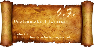 Oszlanszki Florina névjegykártya